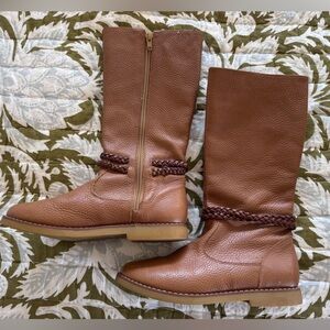 Kids' Elephantito Braid-Detail Tall Leather Boots size 3